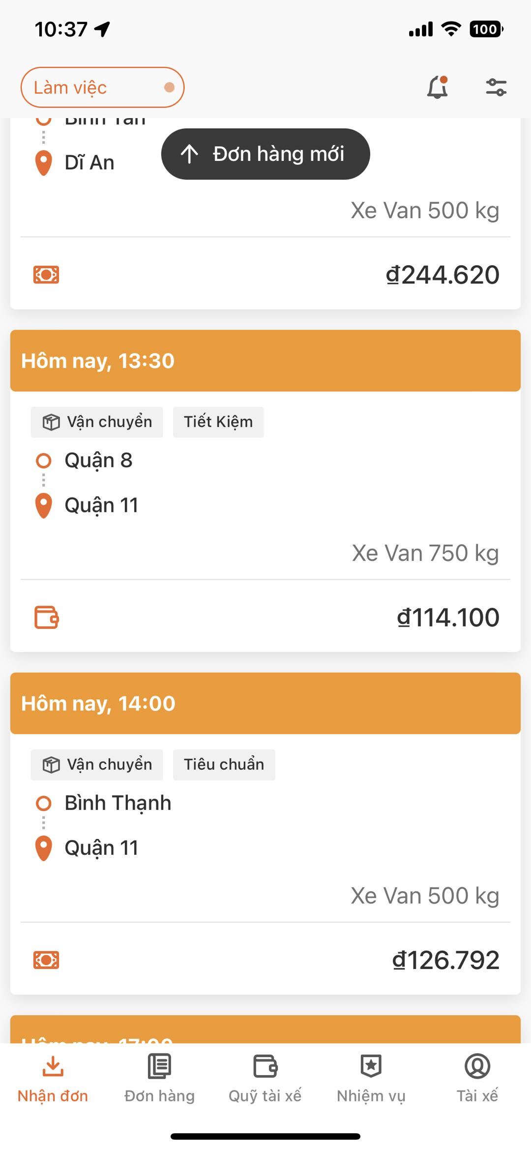 Đơn hẹn giờ cùng ngày