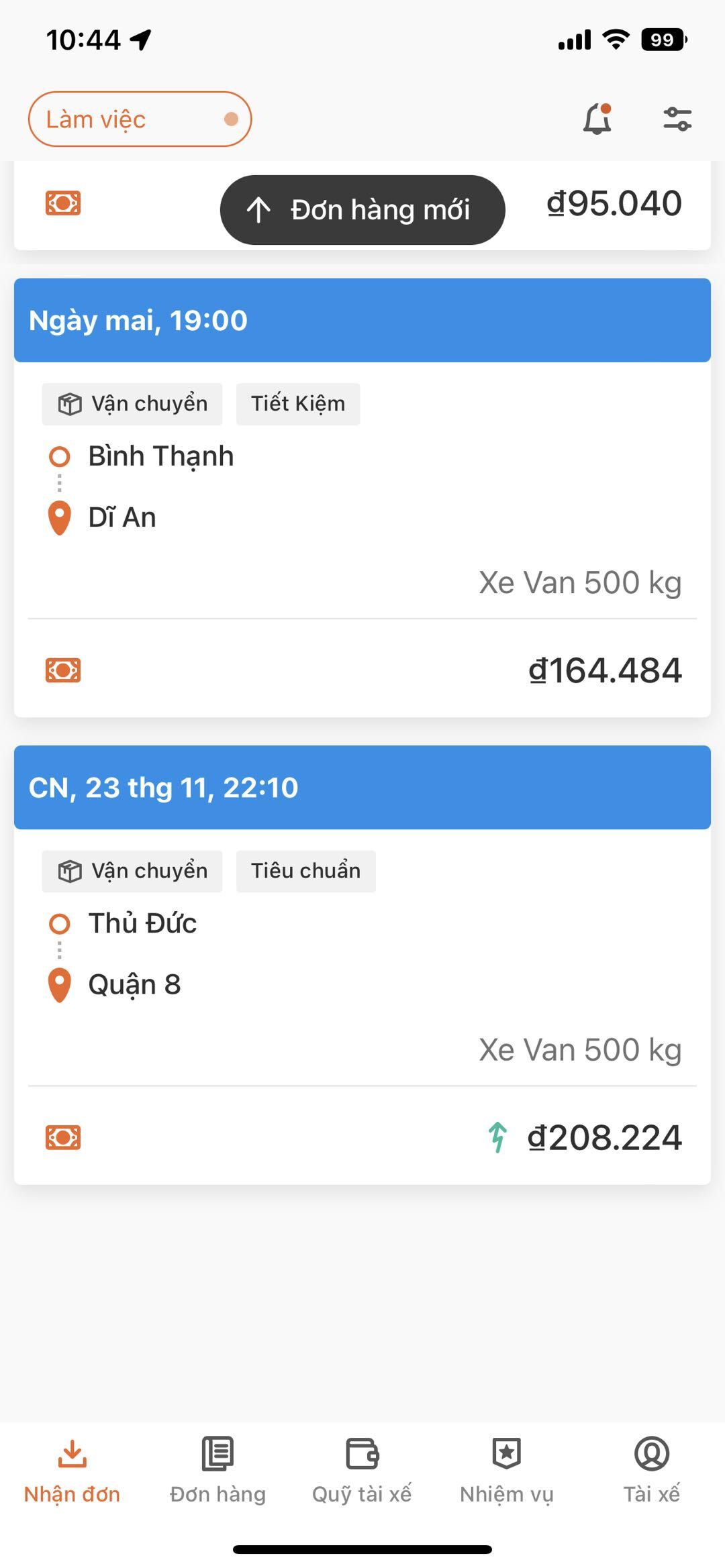 Đơn hẹn giờ khác ngày