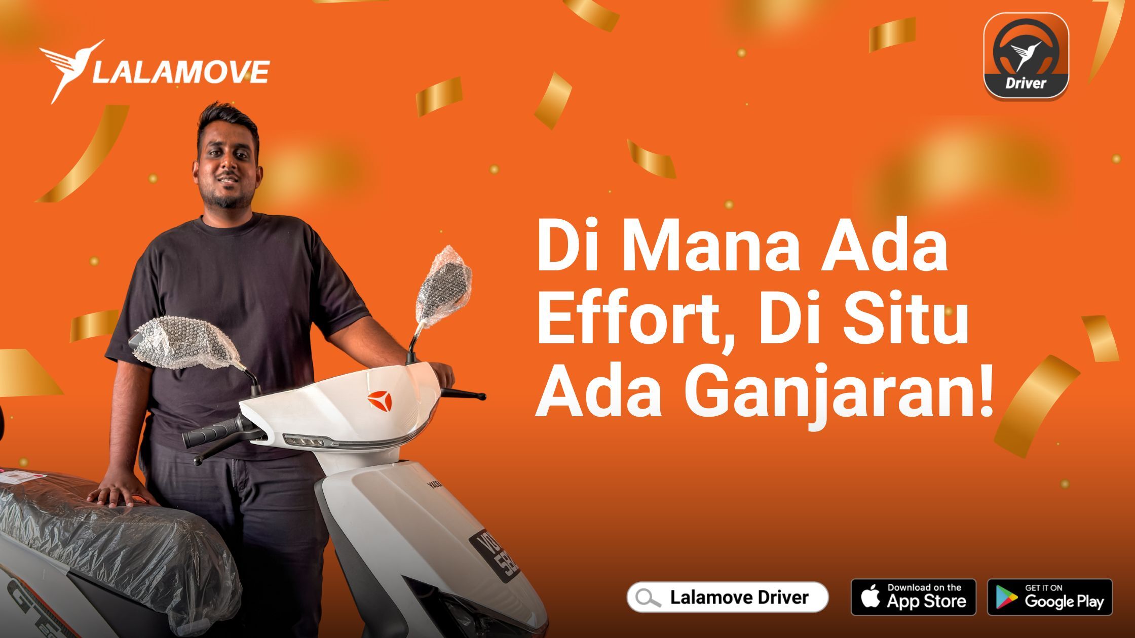 Hanya Pemandu Lalamove Sambilan, Dinakaran Menang Sebuah Motor EV!
